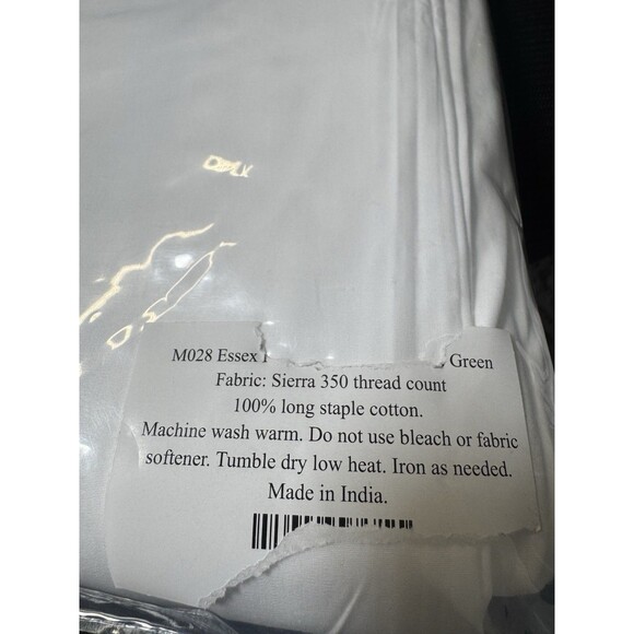 Matouk Essex KING 100% Long Staple Cotton Green/White Flat Sheet - Picture 8 of 8